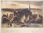 Church and farm at Eragny-sur-Epte